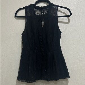Guess Black Sleeveless Lace Blouse